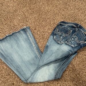 Grace Denim Flare Jeans with Embellished Pockets